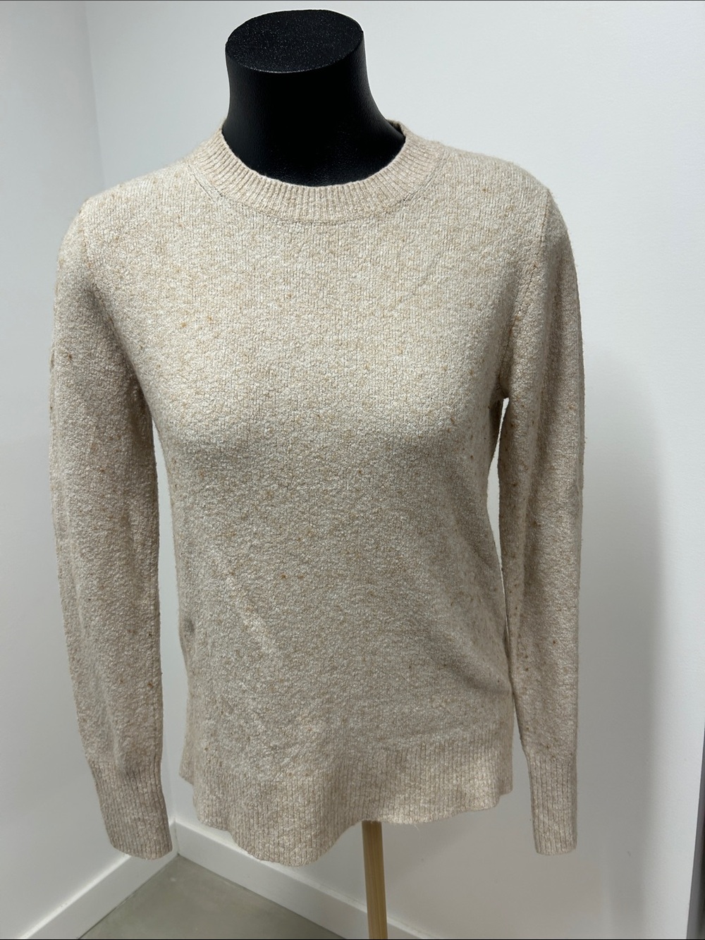 J.Crew Factory Extra-Soft Crewneck Sweater Beige Oatmeal Flecked Wool Blend